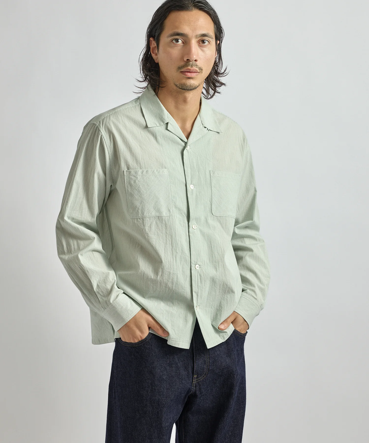 Marco Stripe Open Collar Shirt - Image 2