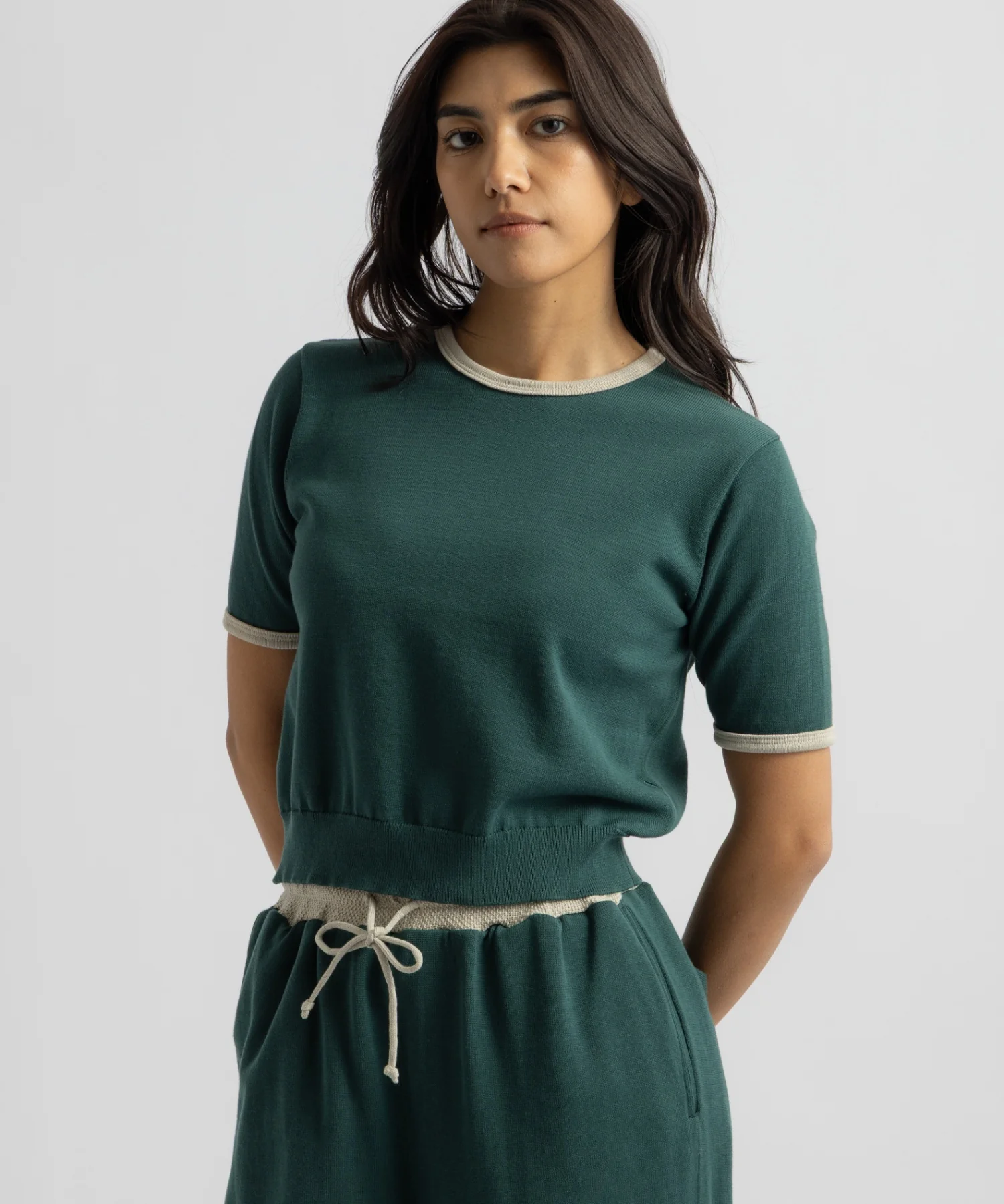 Suzie Compact Knit Short Sleeve Top - Image 2