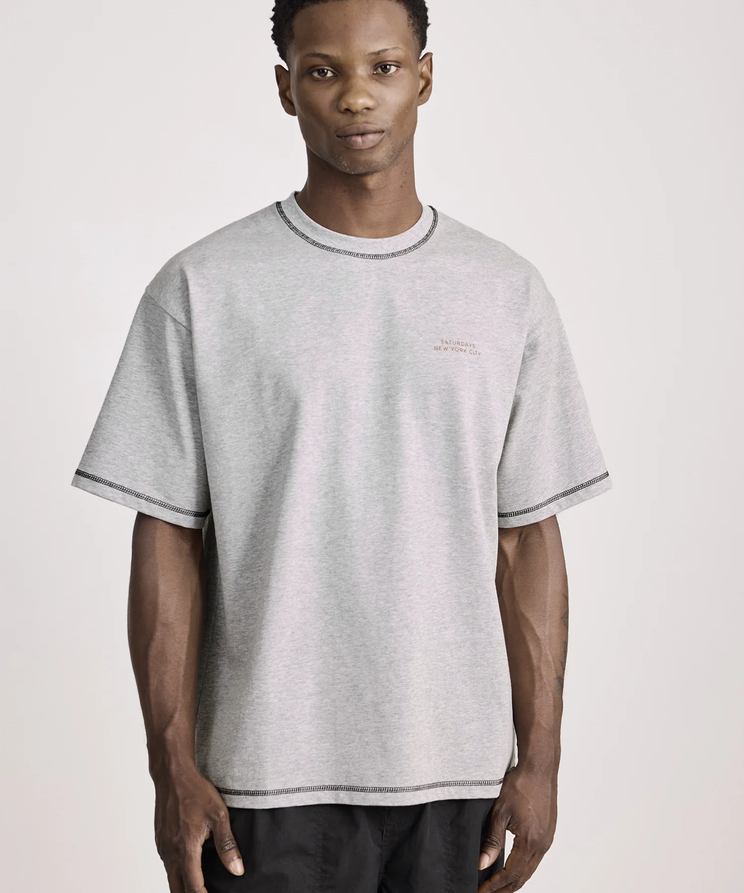 Contrast Stitch Relaxed Short Sleeve Tee - Image 2