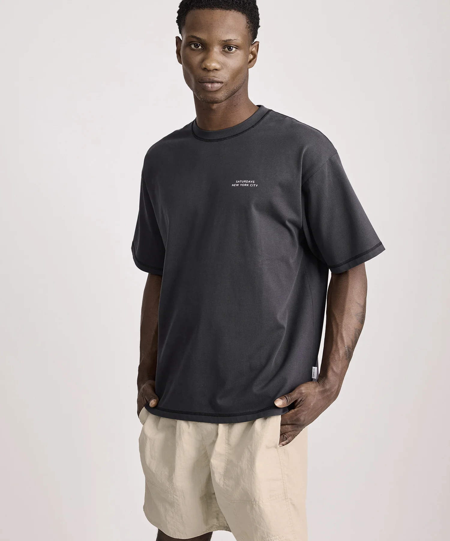 Contrast Stitch Relaxed Short Sleeve Tee - Image 2