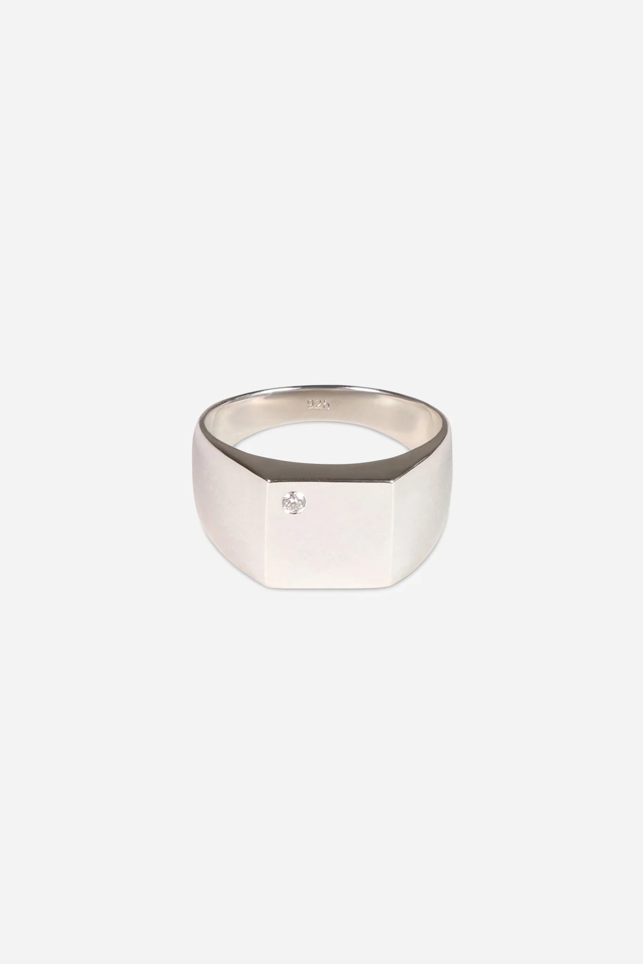 Diamond Signet Ring 925 Sterling Silver
