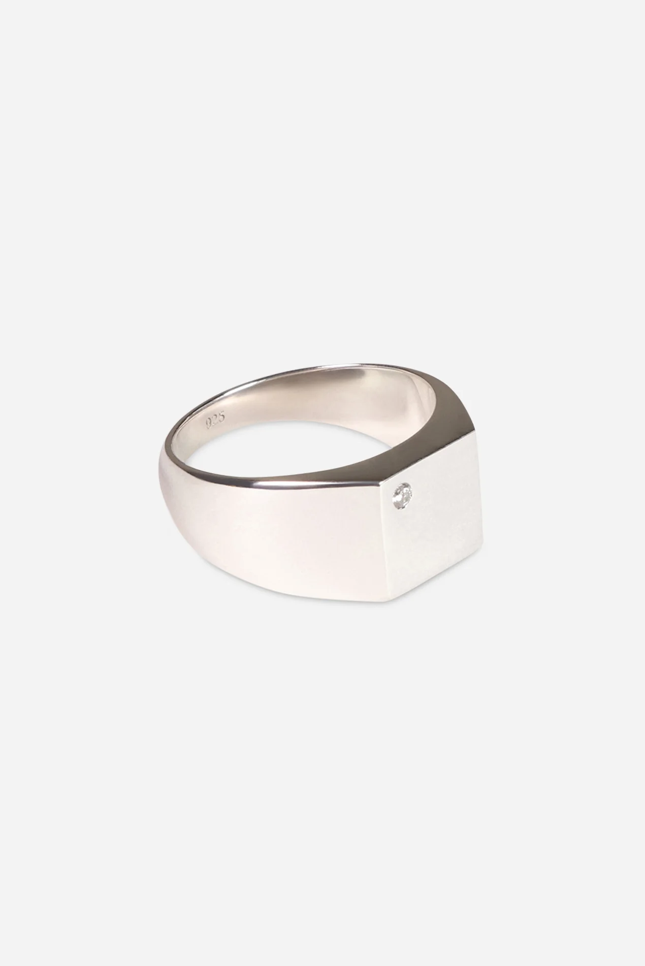 Diamond Signet Ring 925 Sterling Silver - Image 2